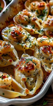 Coquilles de fruits de mer crémeuses