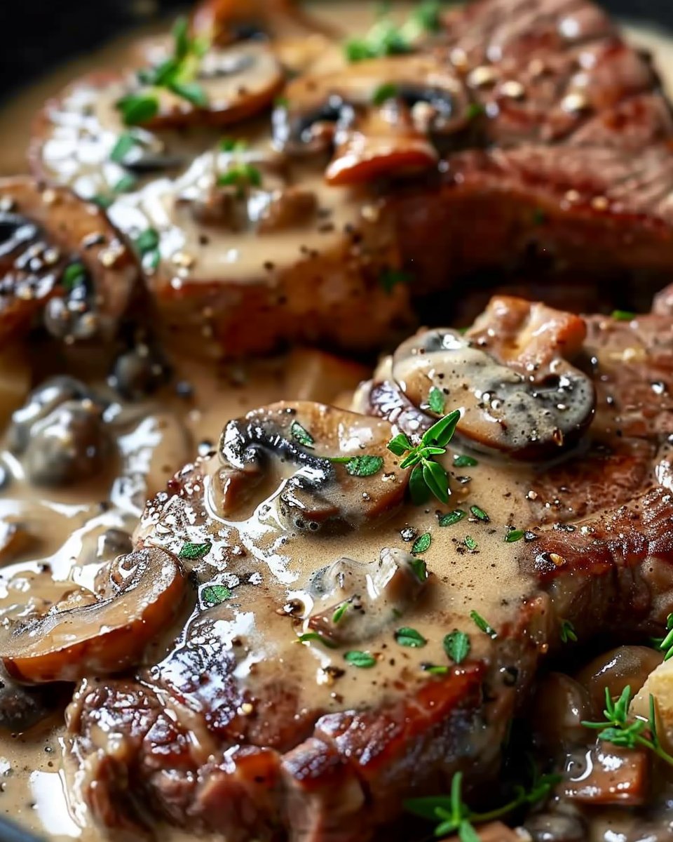 Ribeye Steaks with Creamy Mushroom Peppercorn Sauce: A Decadent Skillet Dinner