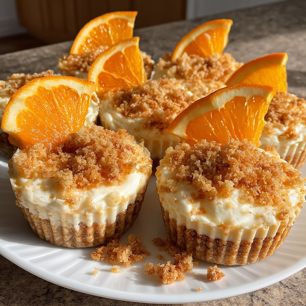 No-Bake Orange Cream Cups with Biscuit Crumbs