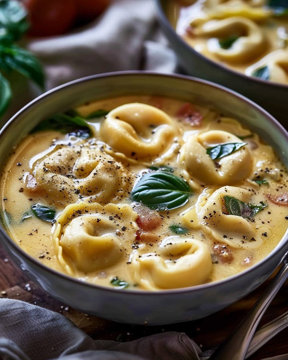 Creamy Tuscan Garlic Tortellini Soup