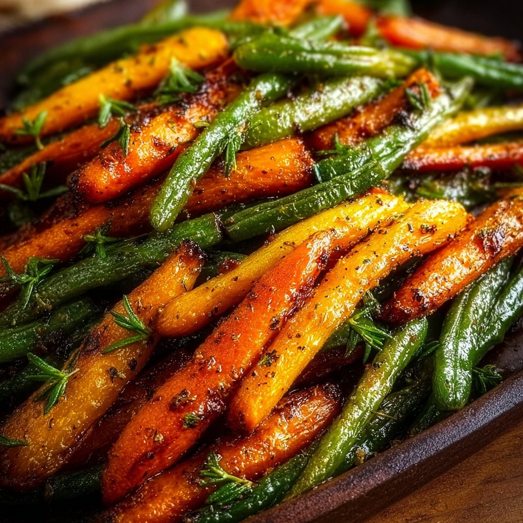 Crispy Roasted Carrots and Green Beans