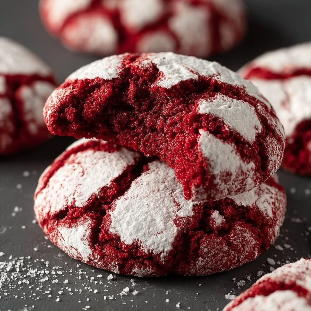 Red Velvet Crinkle Cookies