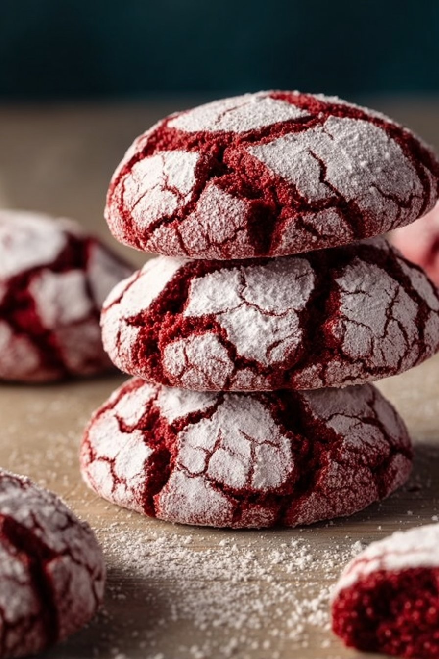 Red Velvet Crinkle Cookies