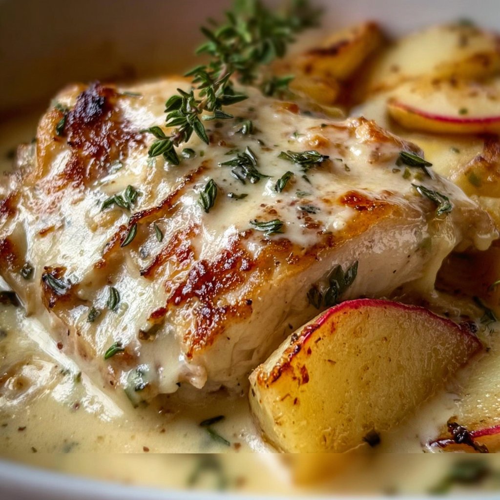 Creamy Chicken Normandy with Apples and Herbs