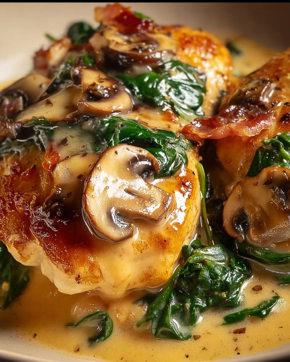 Creamy Garlic Mushroom & Spinach Chicken
