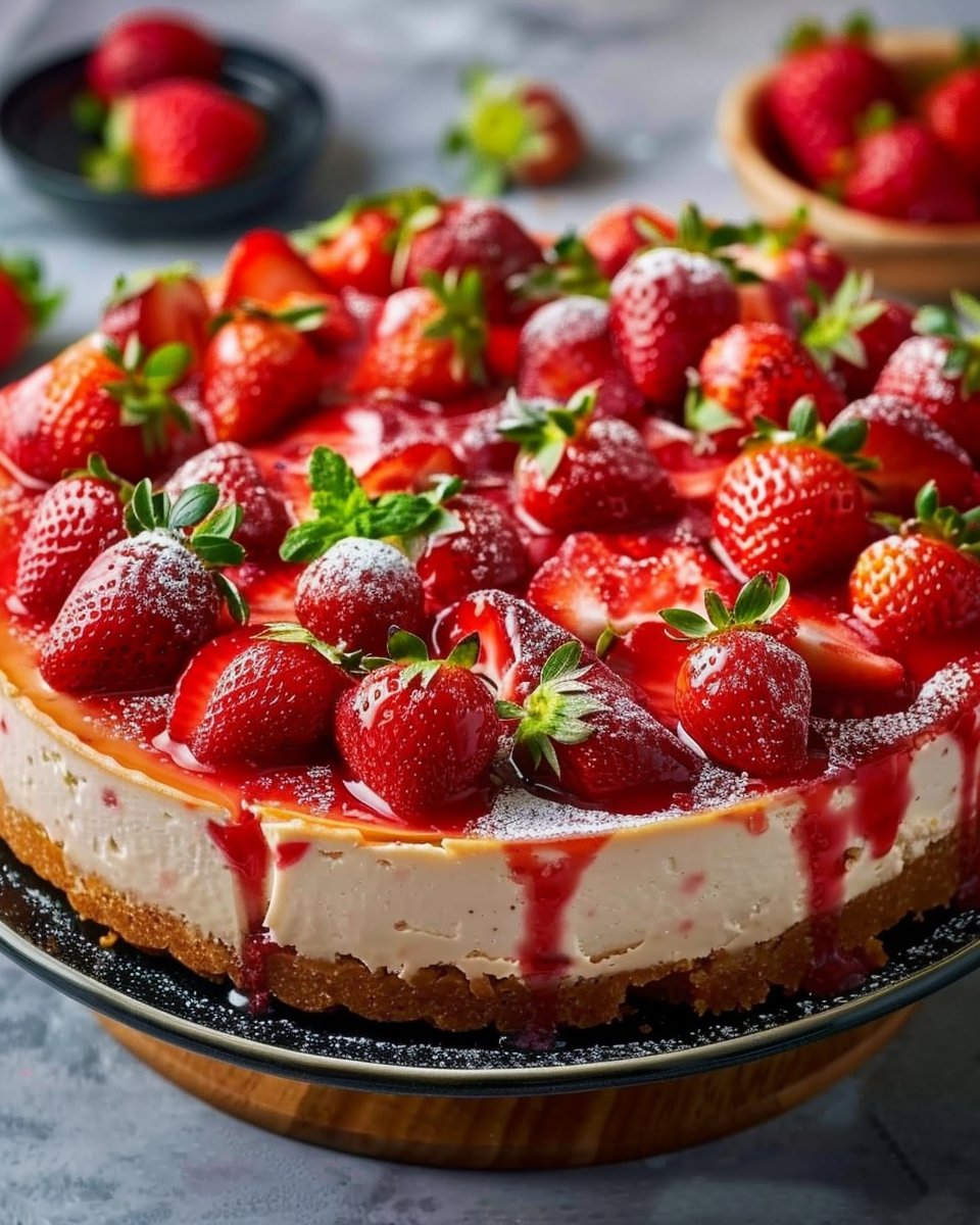 Baked Strawberry Cheesecake