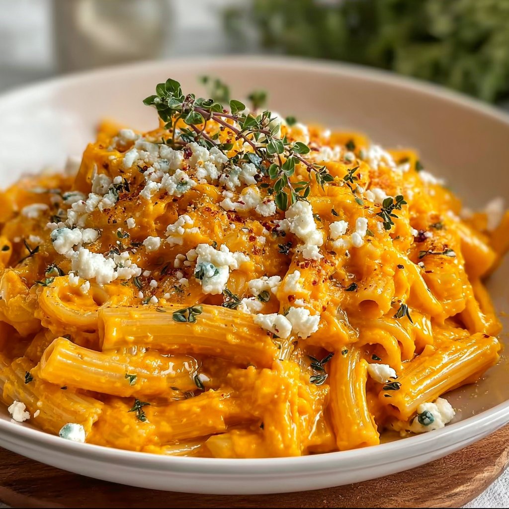 Pasta with Pumpkin Sauce and Feta