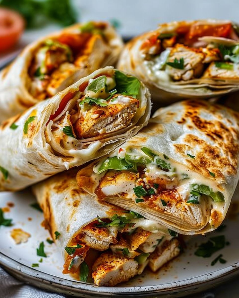 Cheesy Garlic Chicken Wraps 1 Cheesy Garlic Chicken Wraps