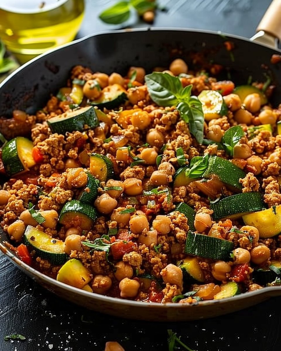 Ground Turkey and Chickpea Zucchini Skillet 1 Ground Turkey and Chickpea Zucchini Skillet