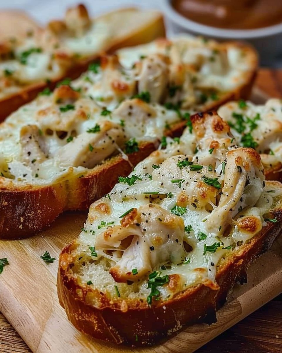 Irresistible Chicken Alfredo Garlic Bread