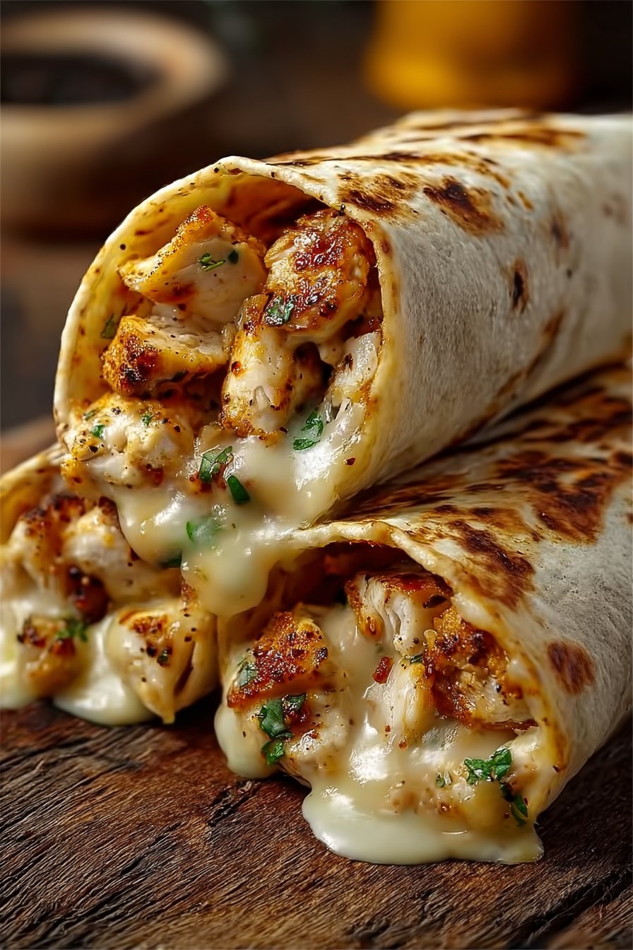 Cheesy Garlic Chicken Wraps
