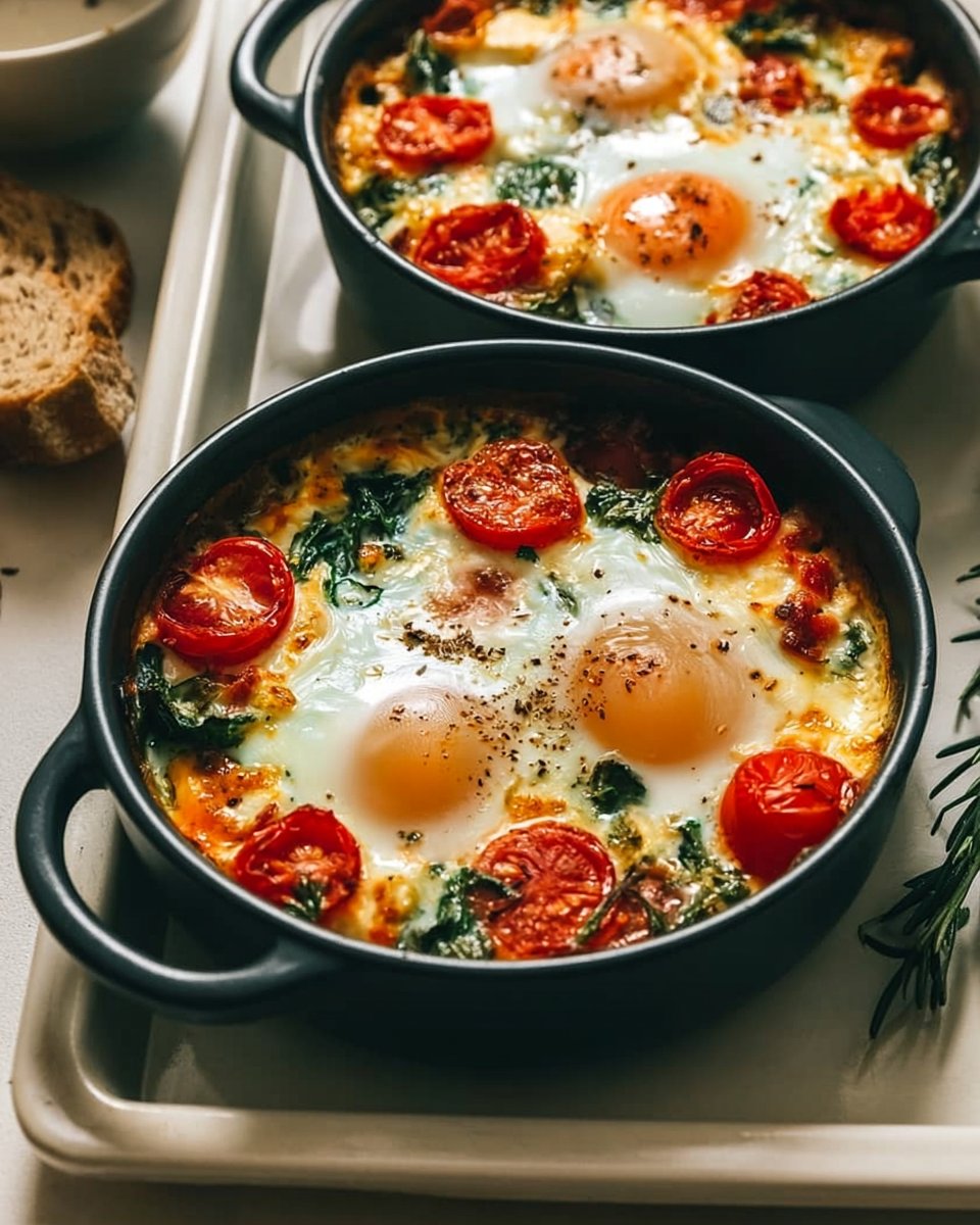Feta Egg Bake with Tomatoes and Spinach