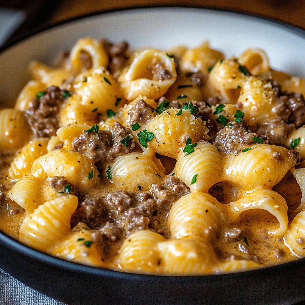 Creamy Beef and Shells