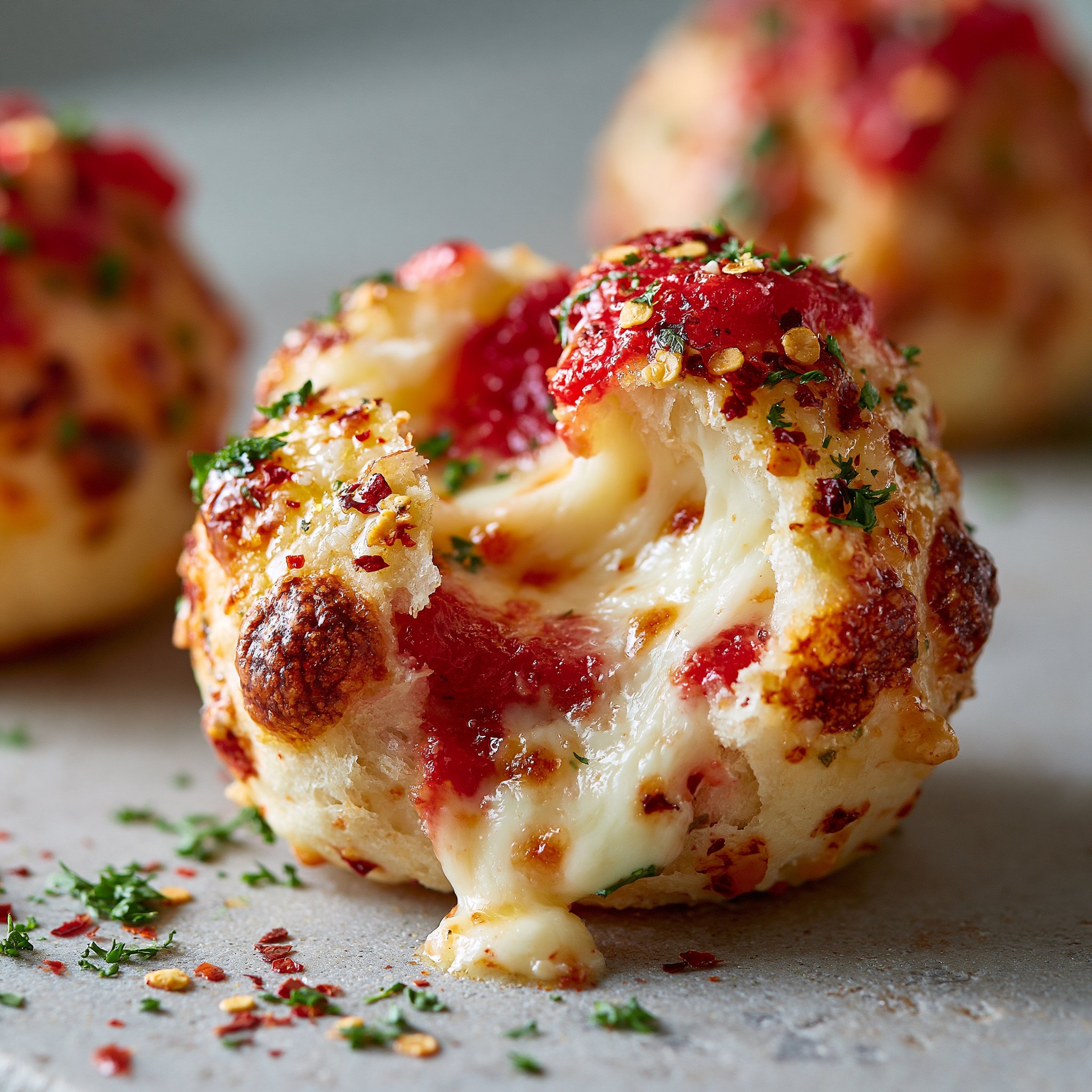 Spicy Cheesy Garlic Pizza Bombs