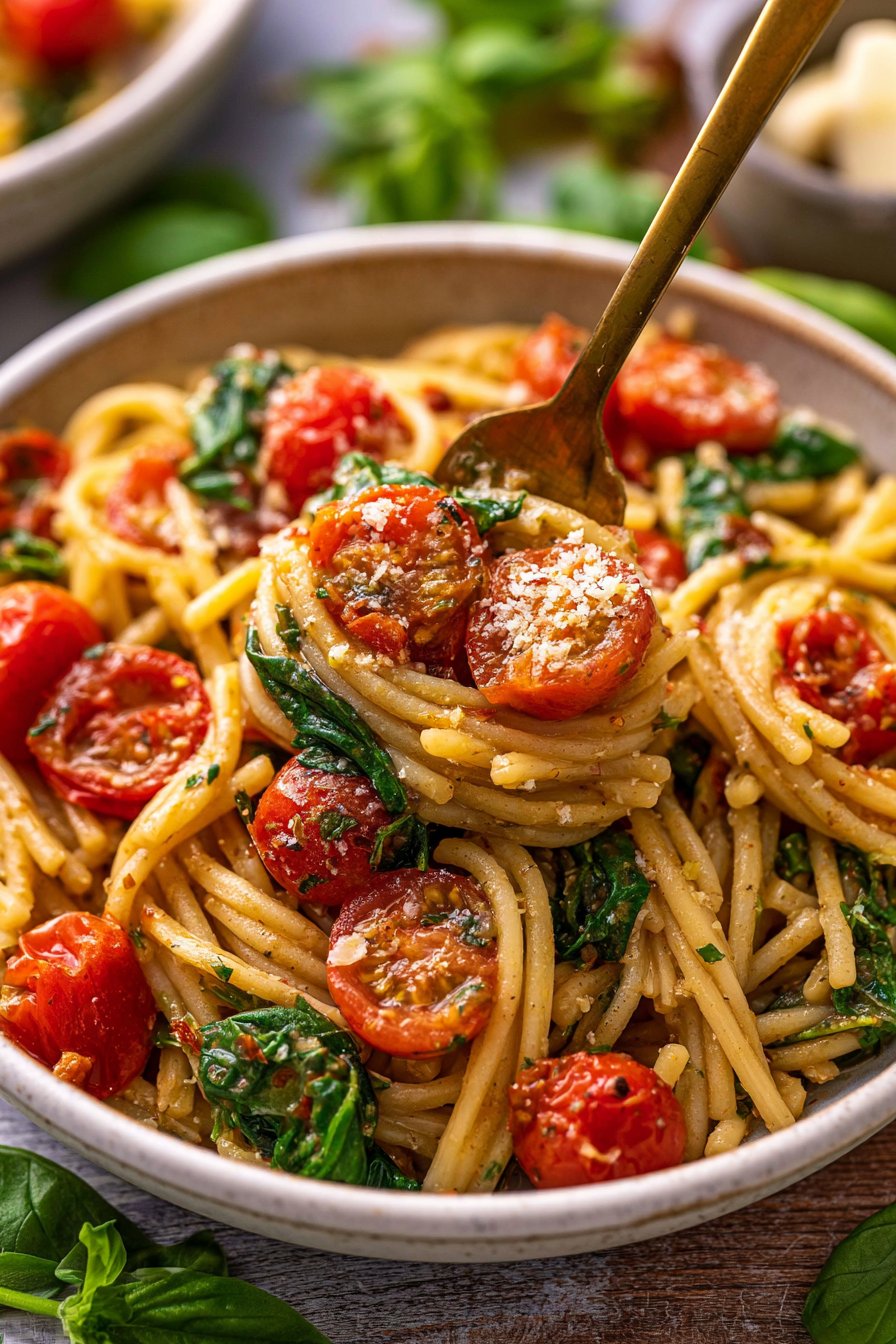 Easy Tomato and Spinach Pasta
