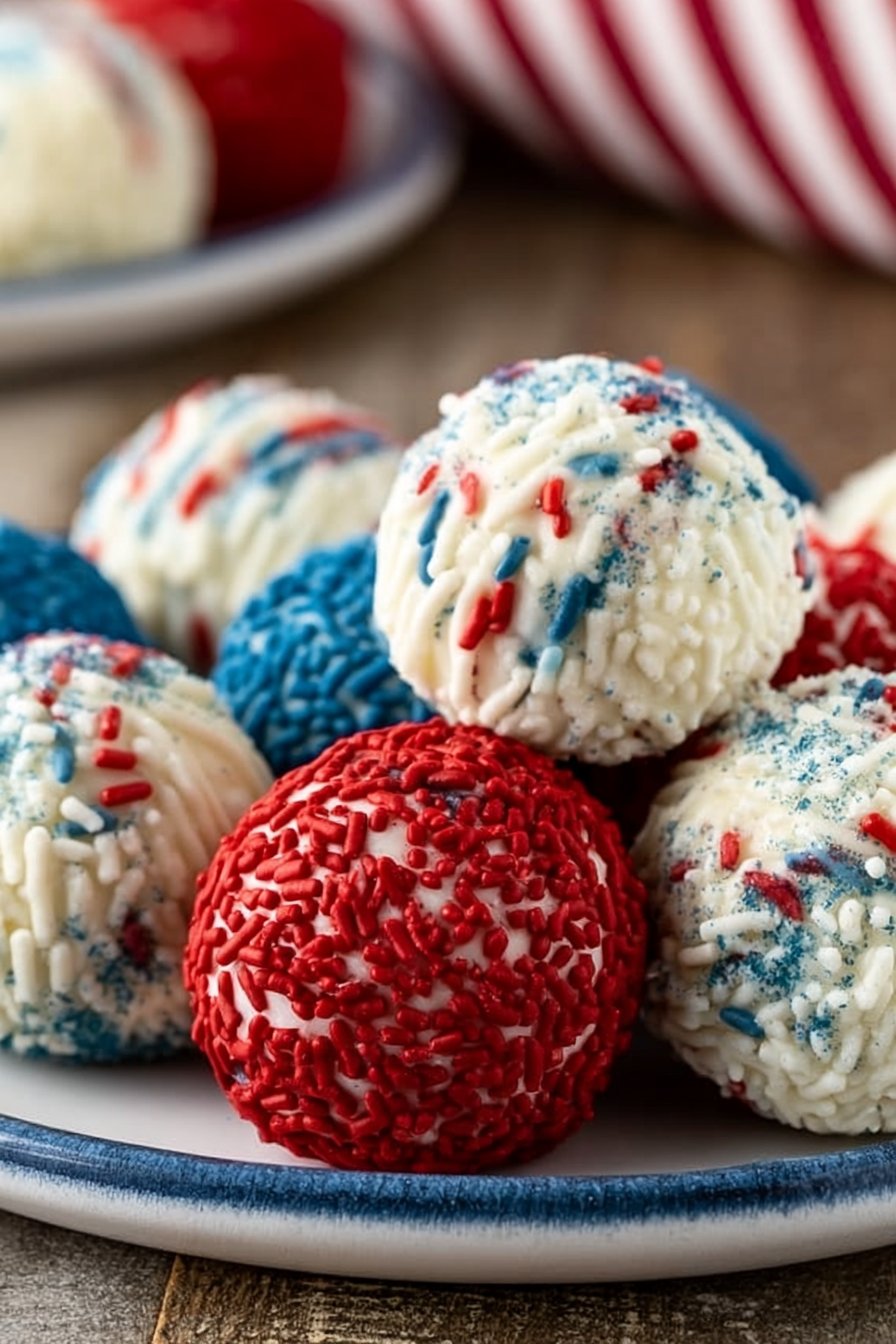 Red, White, and Blue Cake Balls