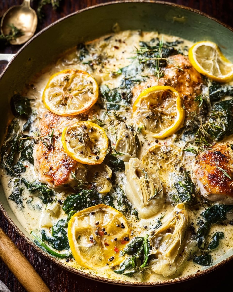 Lemon Butter Spinach and Artichoke Chicken