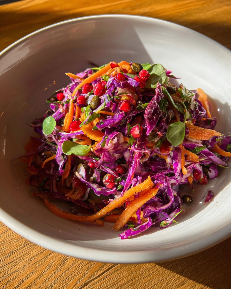 Red Cabbage Crunch Salad with Sweet Potato and Lentils