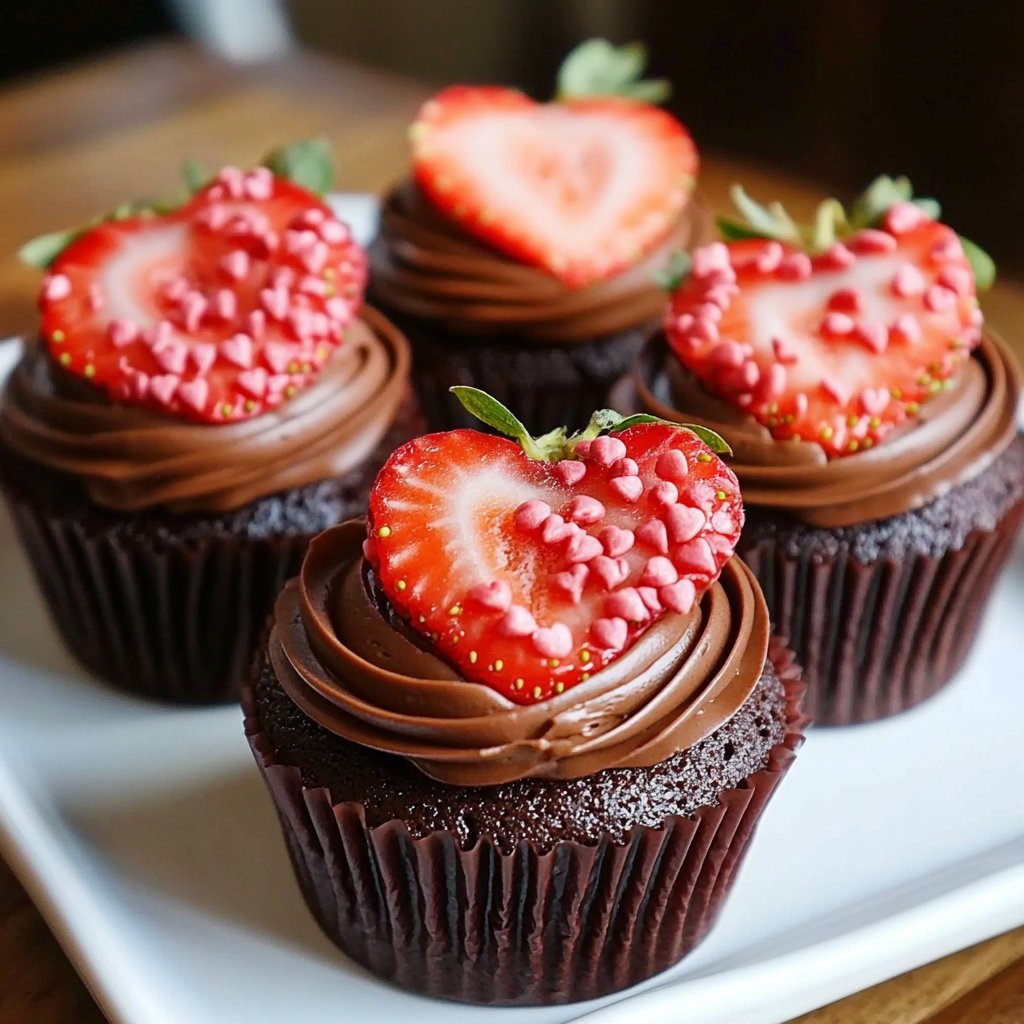 Chocolate Strawberry Heart Cupcakes that Delight and Impress!
