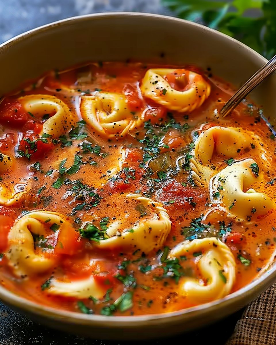 Rich Tomato Tortellini Soup