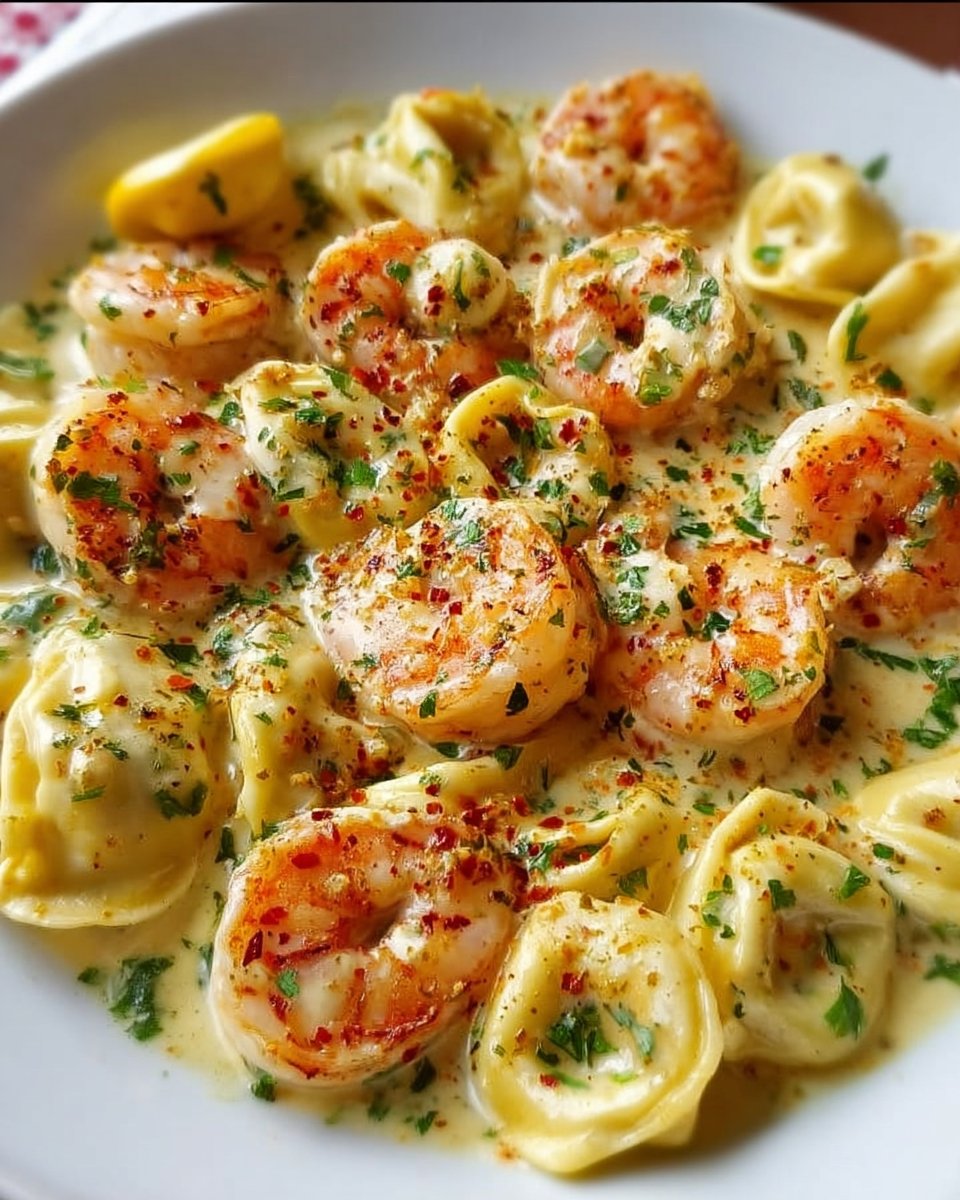 Shrimp Tortellini in Lemon Garlic Cream Sauce 1 Shrimp Tortellini in Lemon Garlic Cream Sauce