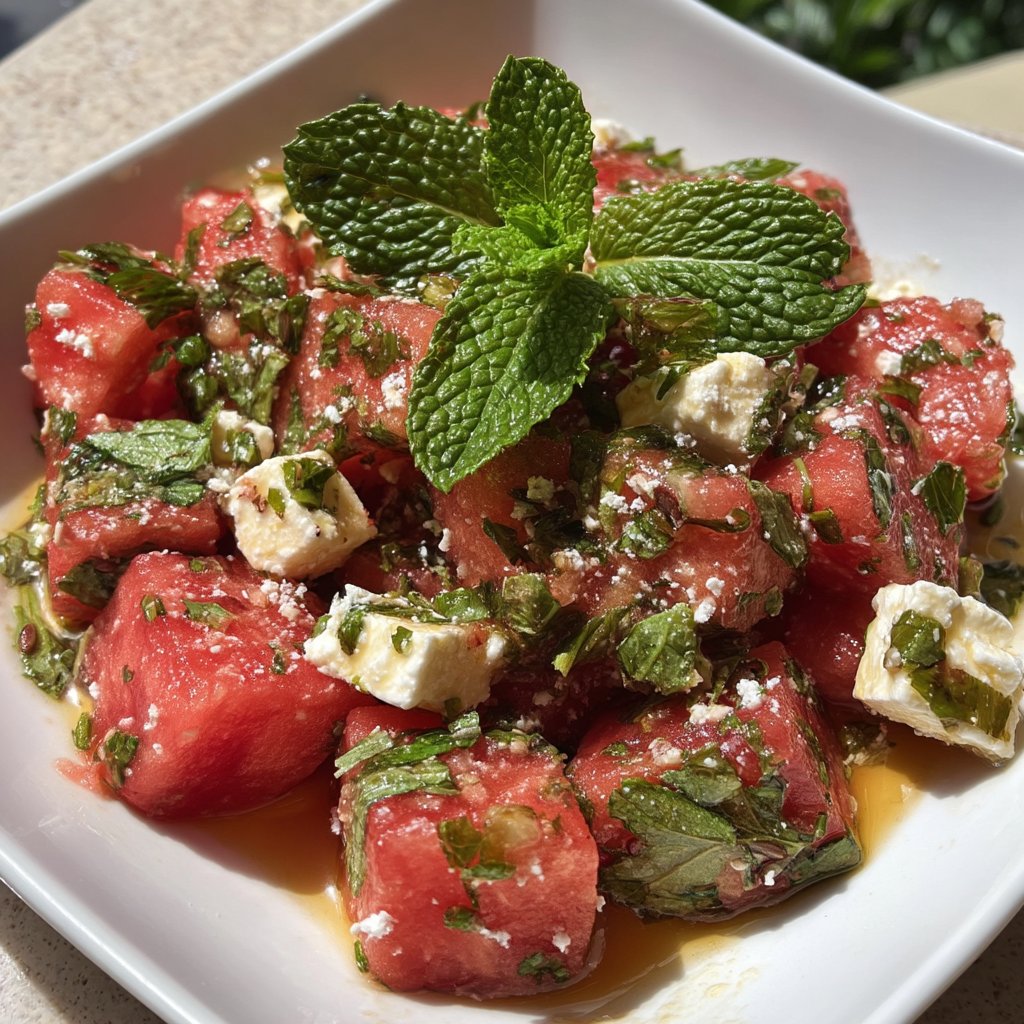 Watermelon & Feta Salad with Mint 3 Watermelon & Feta Salad with Mint
