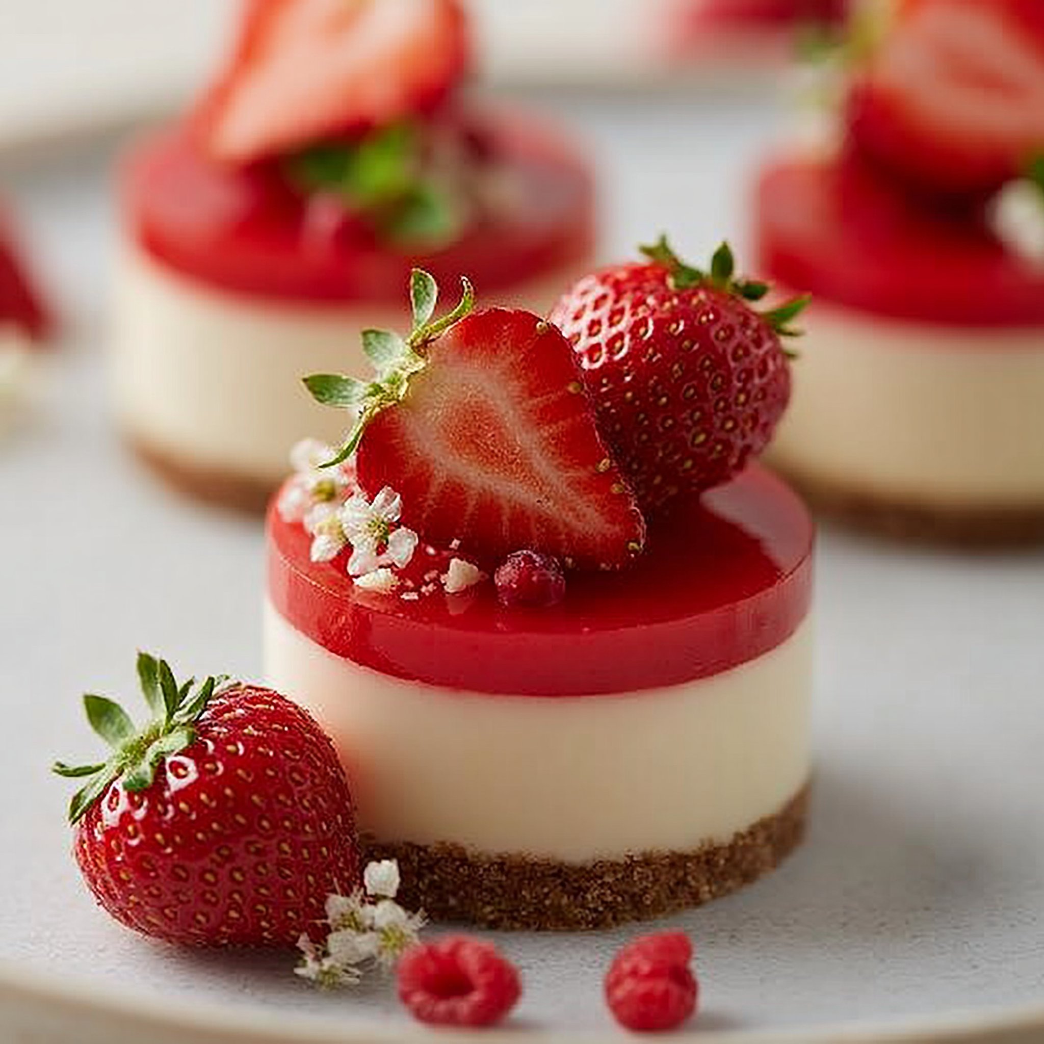 Weiße Schokolade & Erdbeer-Cheesecakes - Elegante Mini-Desserts