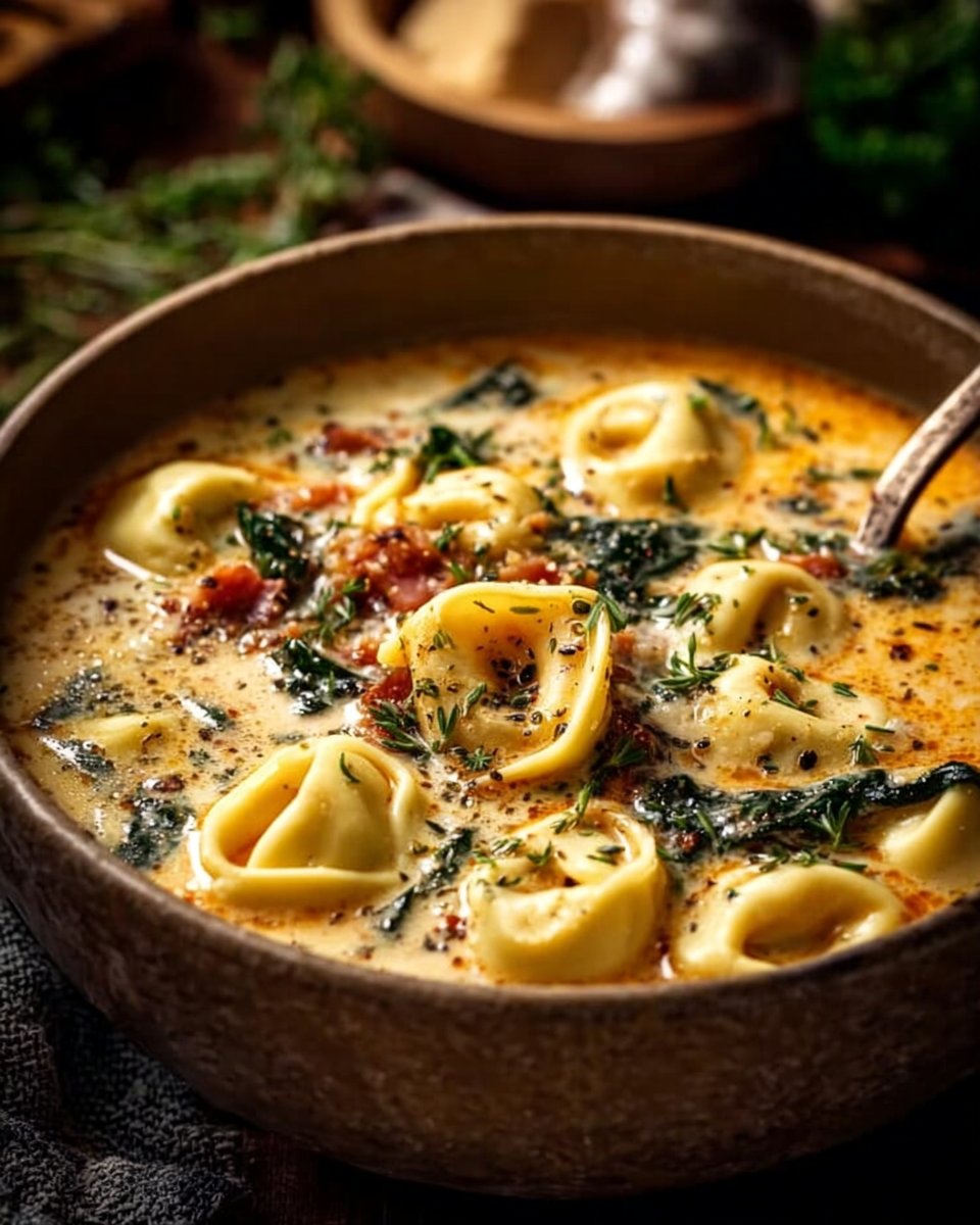Creamy Tuscan Garlic Tortellini Soup