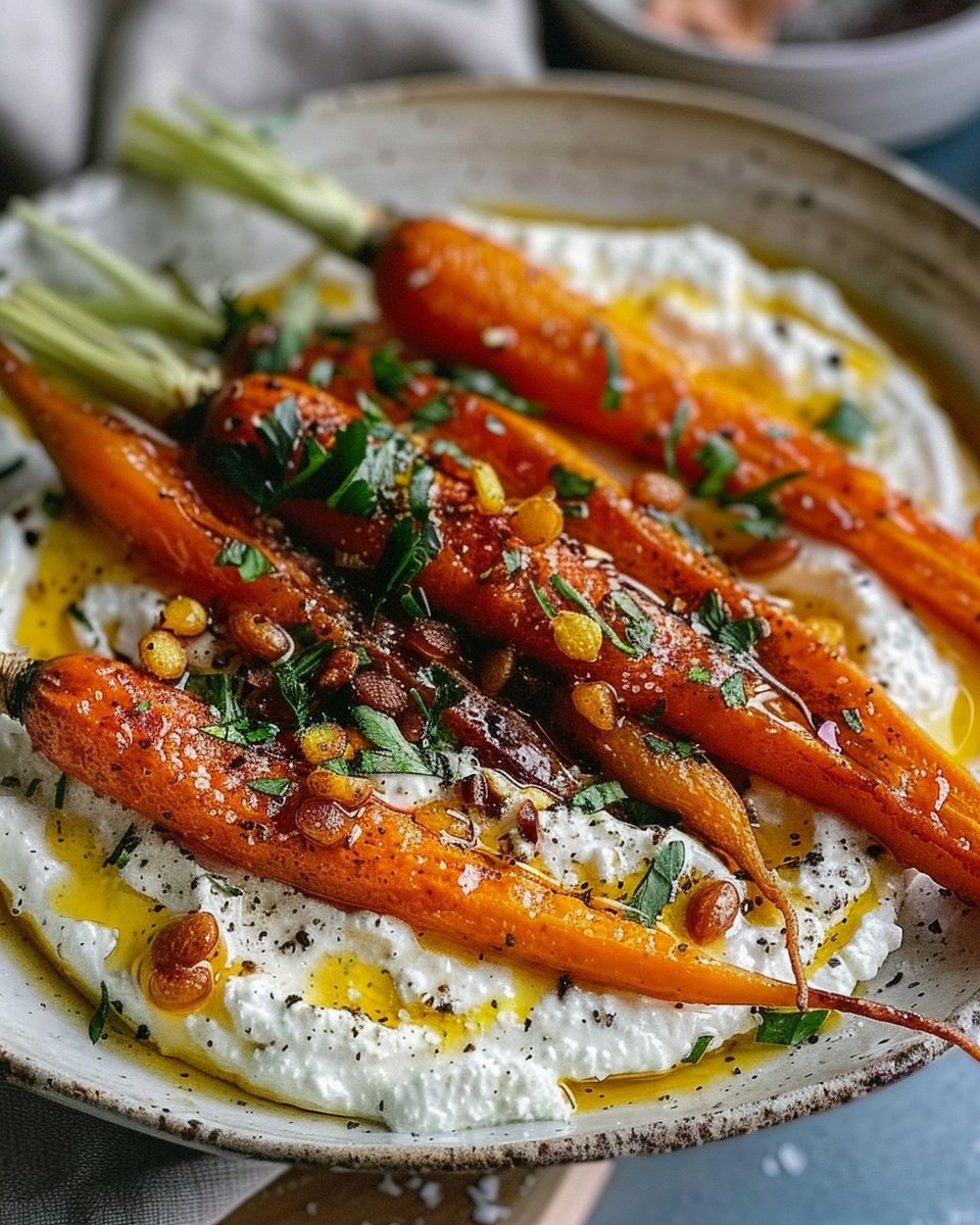 Roasted Carrots with Whipped Ricotta and Hot Honey