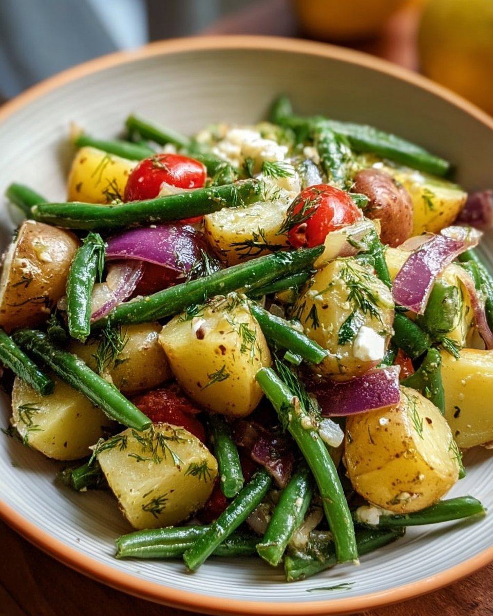 Quick Greek Potato Salad With Green Beans