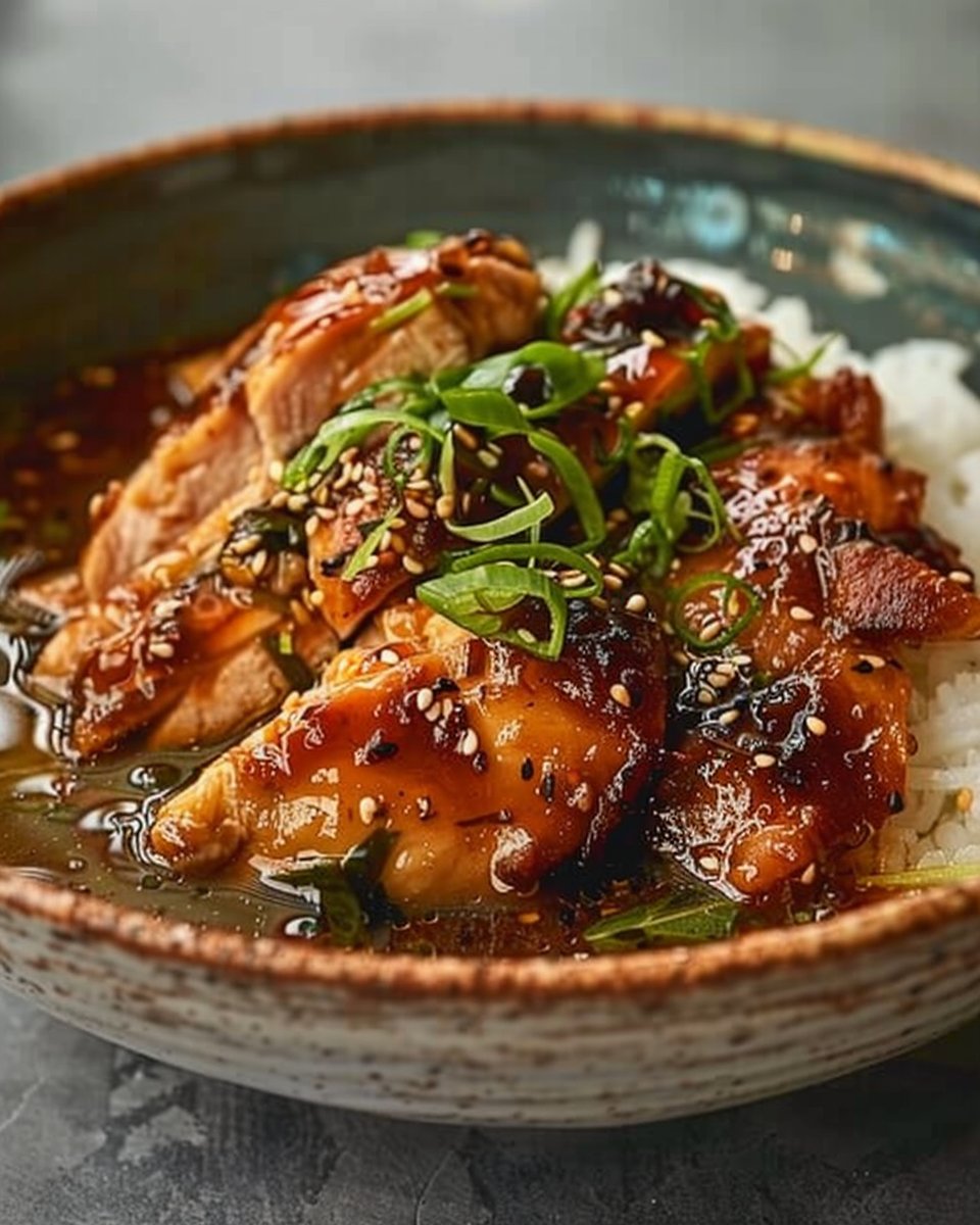 Caramelized Soy Chicken in Garlic Ginger Broth with Rice