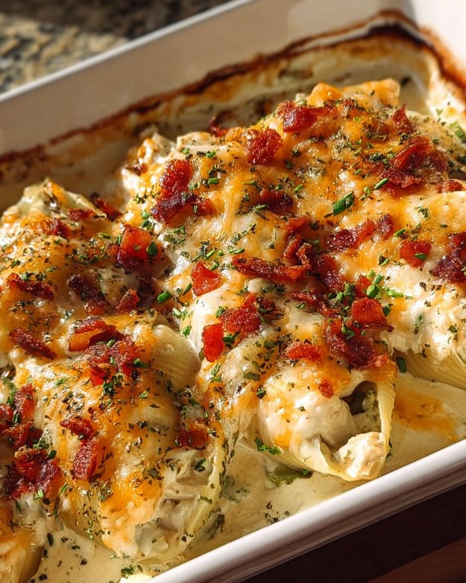Loaded Creamy Ranch Chicken Stuffed Shells