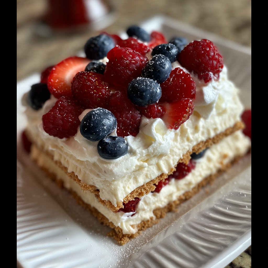 Patriotic Icebox Cake with Whipped Cream 4 Patriotic Icebox Cake with Whipped Cream