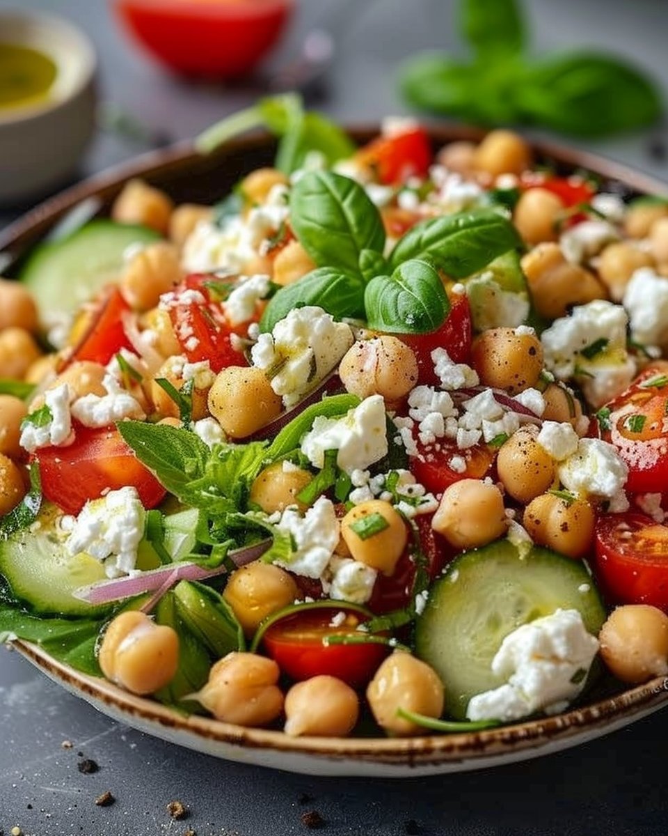 Cottage Cheese and Chickpeas Salad