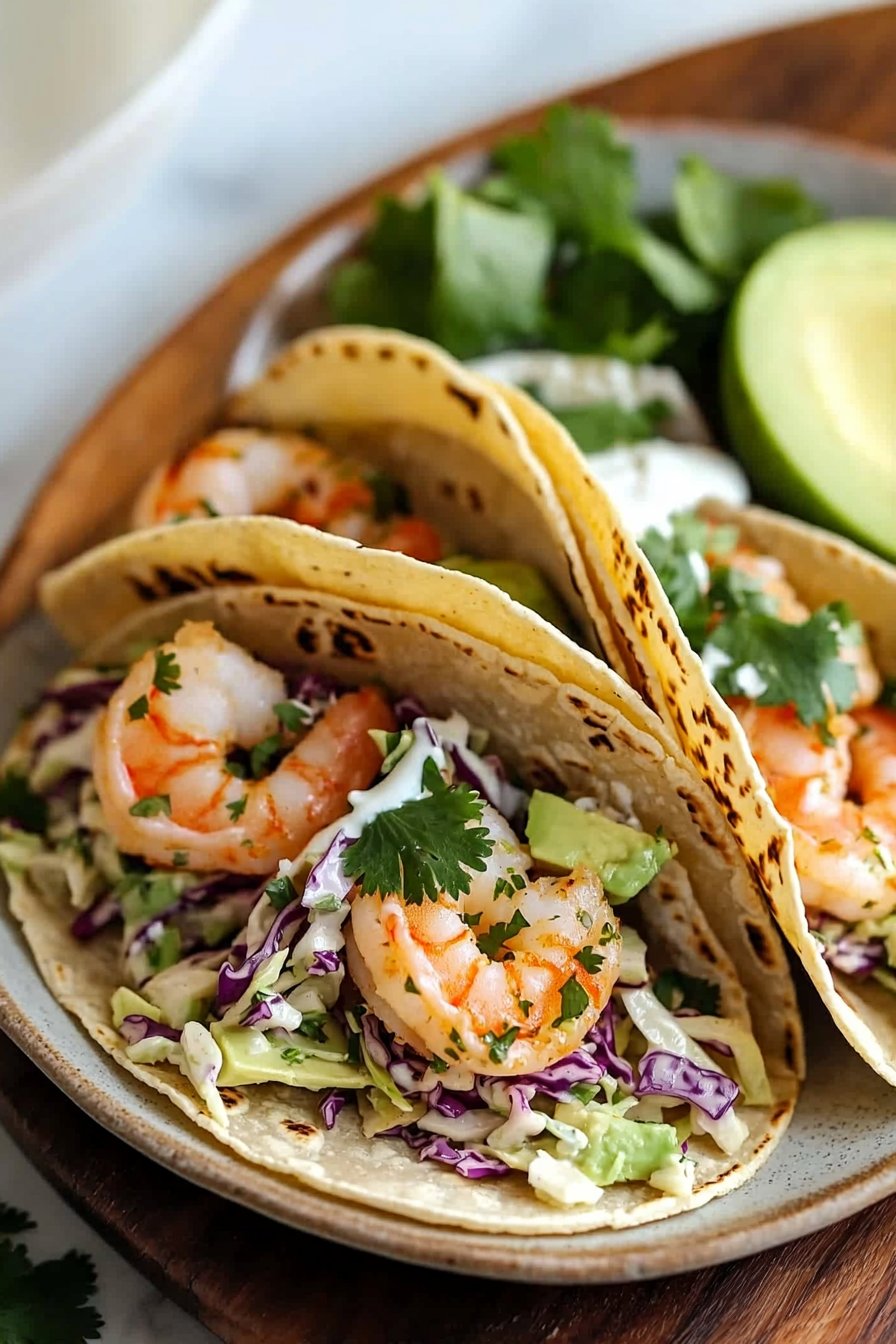 Cilantro Lime Shrimp Tacos with Slaw