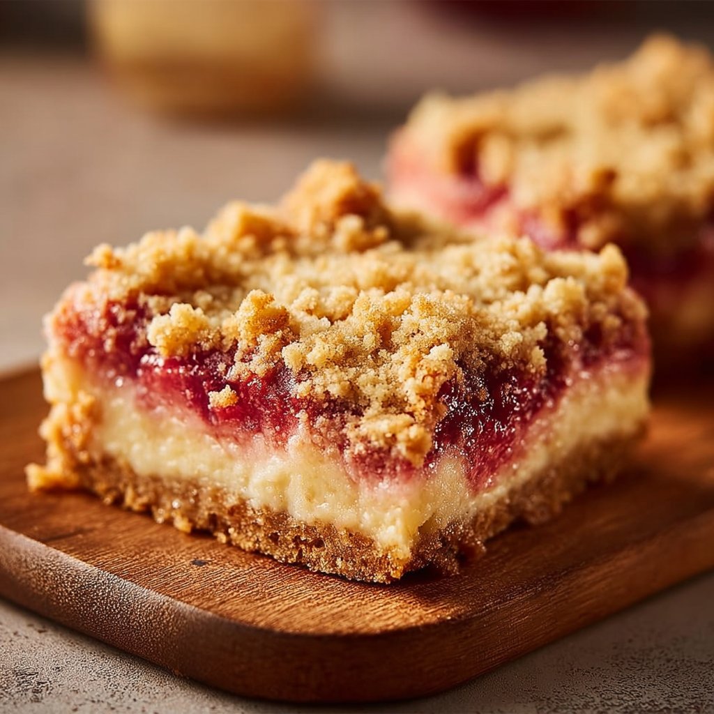 Rhubarb Crumble Cheesecake Bars