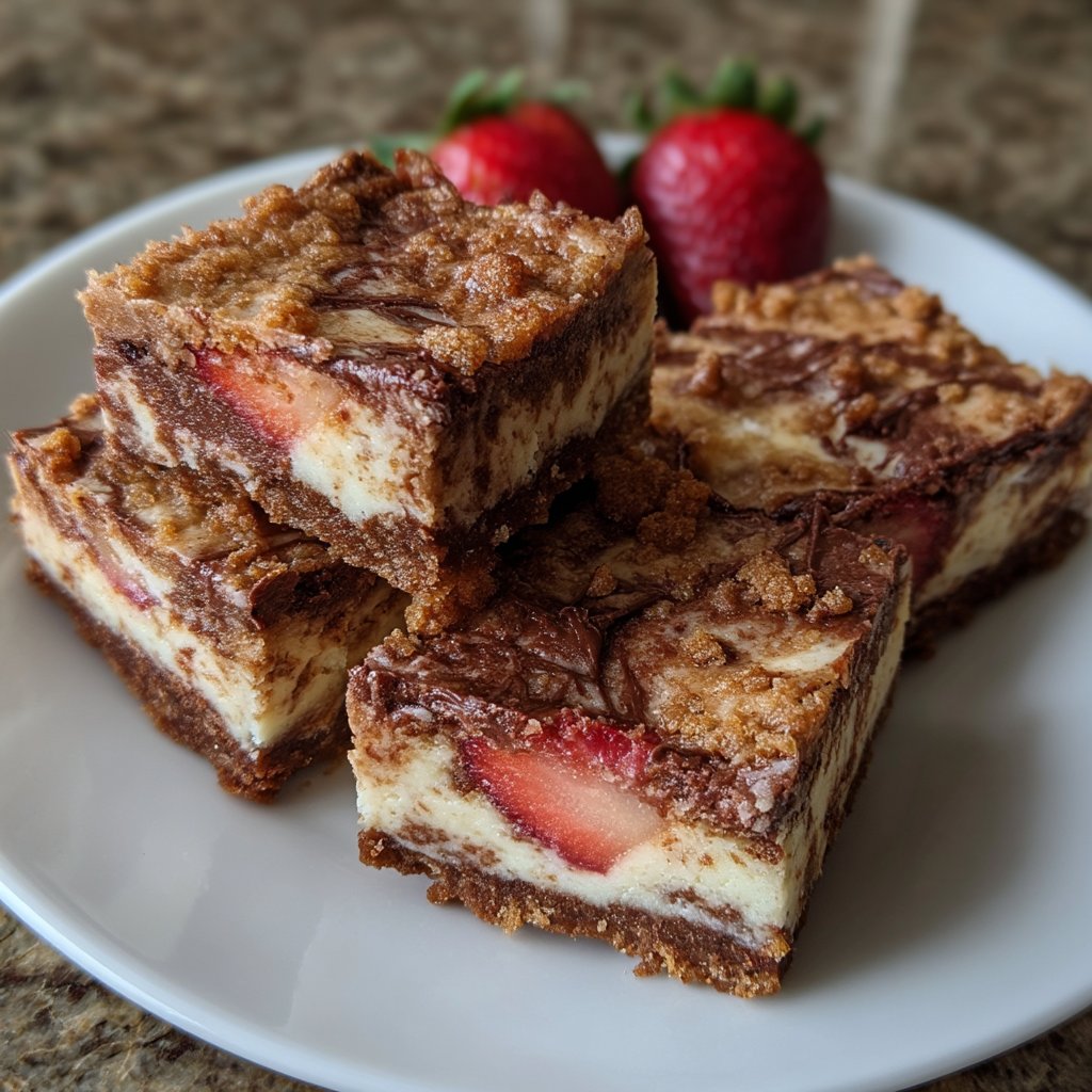 Mocha Strawberry Mascarpone Layer Bars