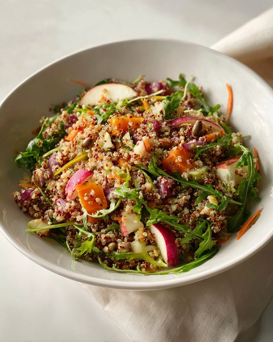 Quinoa Salad with Arugula, Beetroot, and Mung Beans