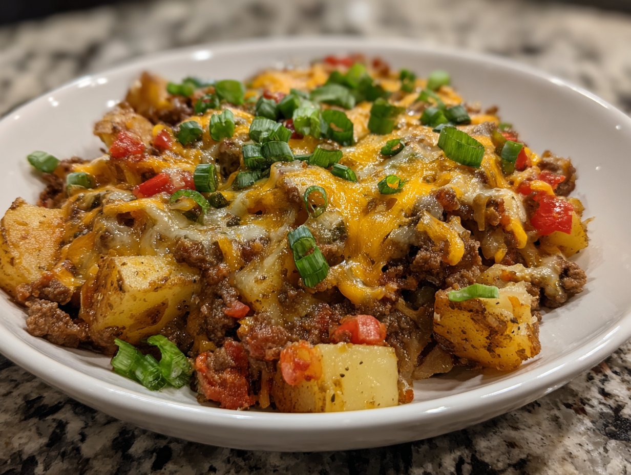 Hobo Casserole with Ground Beef & Potatoes