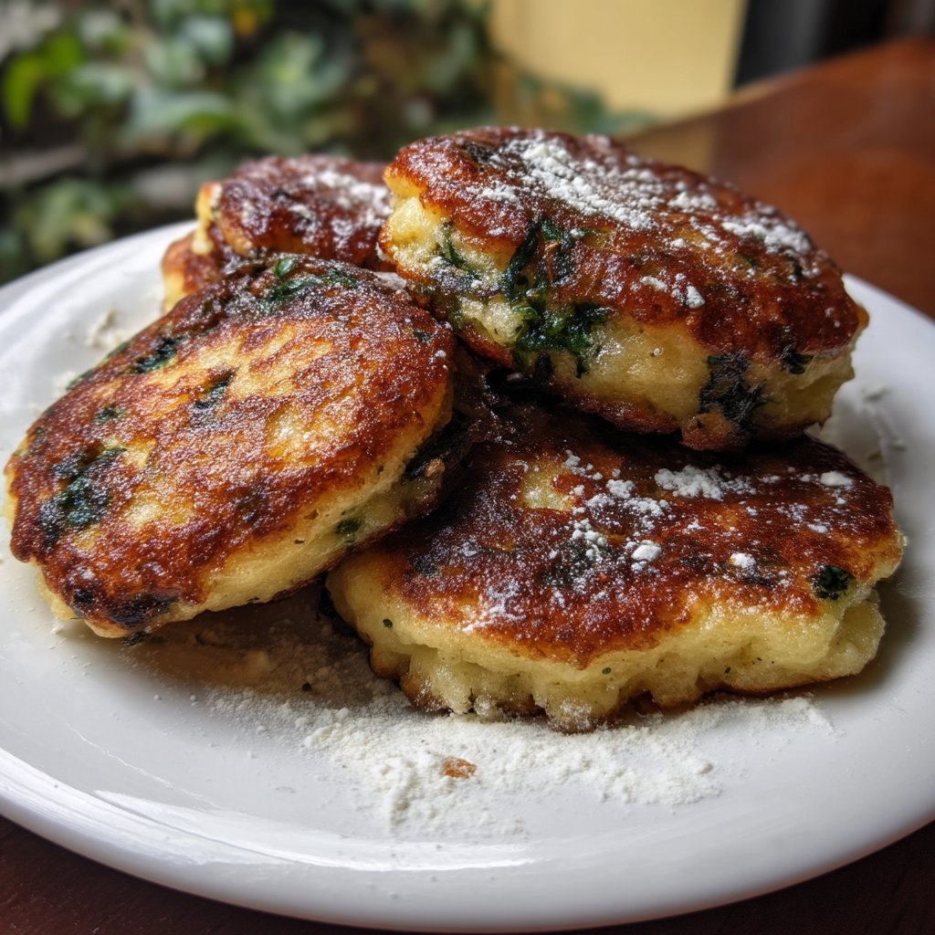 Mashed Potato Pancakes with Spinach