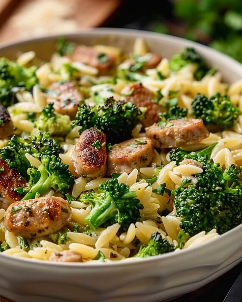 Chicken Sausage and Broccoli Orzo