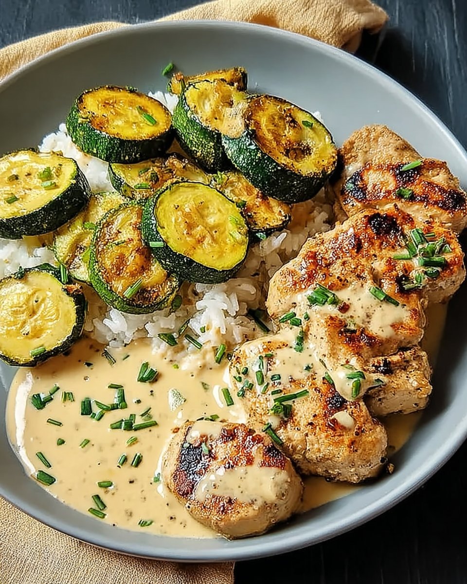 Creamy Lemon Butter Chicken with Crispy Zucchini Delight