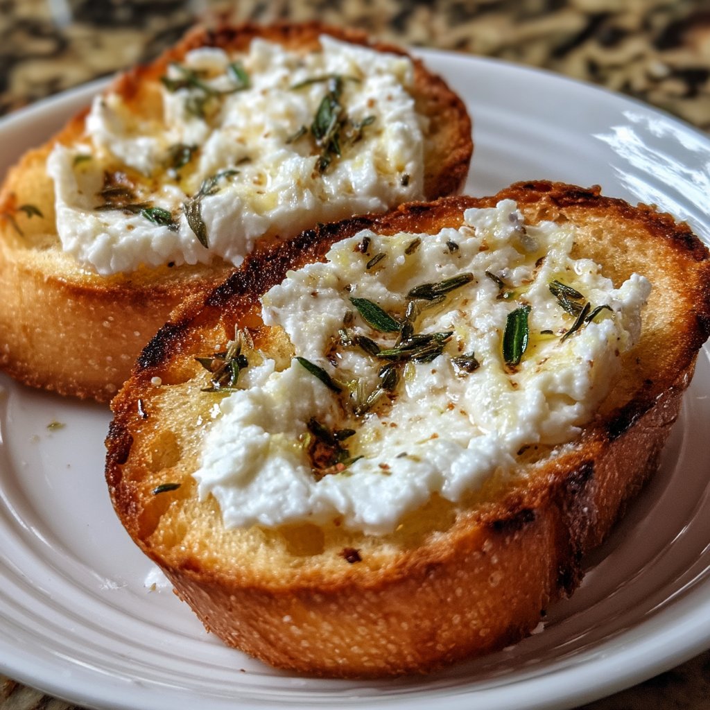 Roasted Garlic Ricotta Spread with Crostini