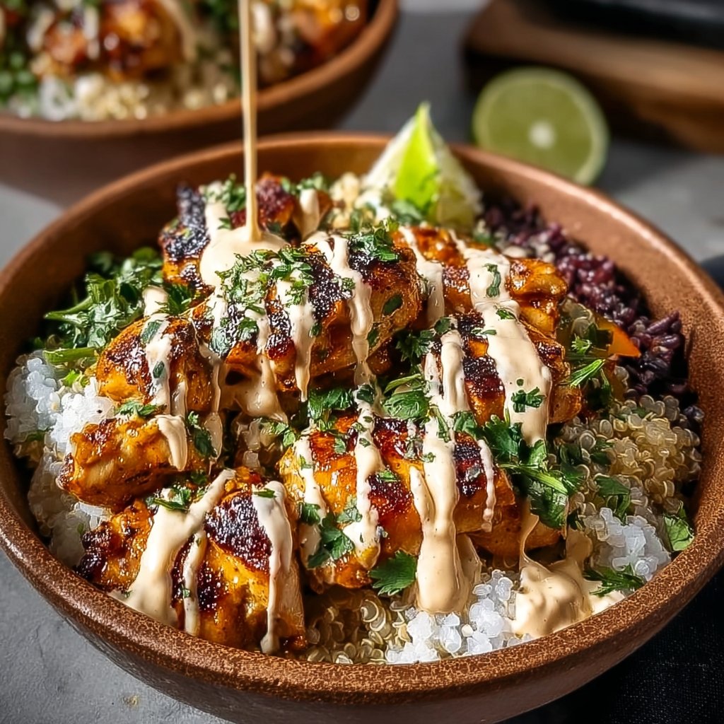 Chicken Quinoa Bowls with Coconut Lime Drizzle