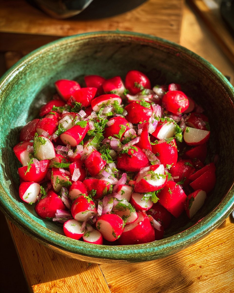 Marinated Smashed Radishes