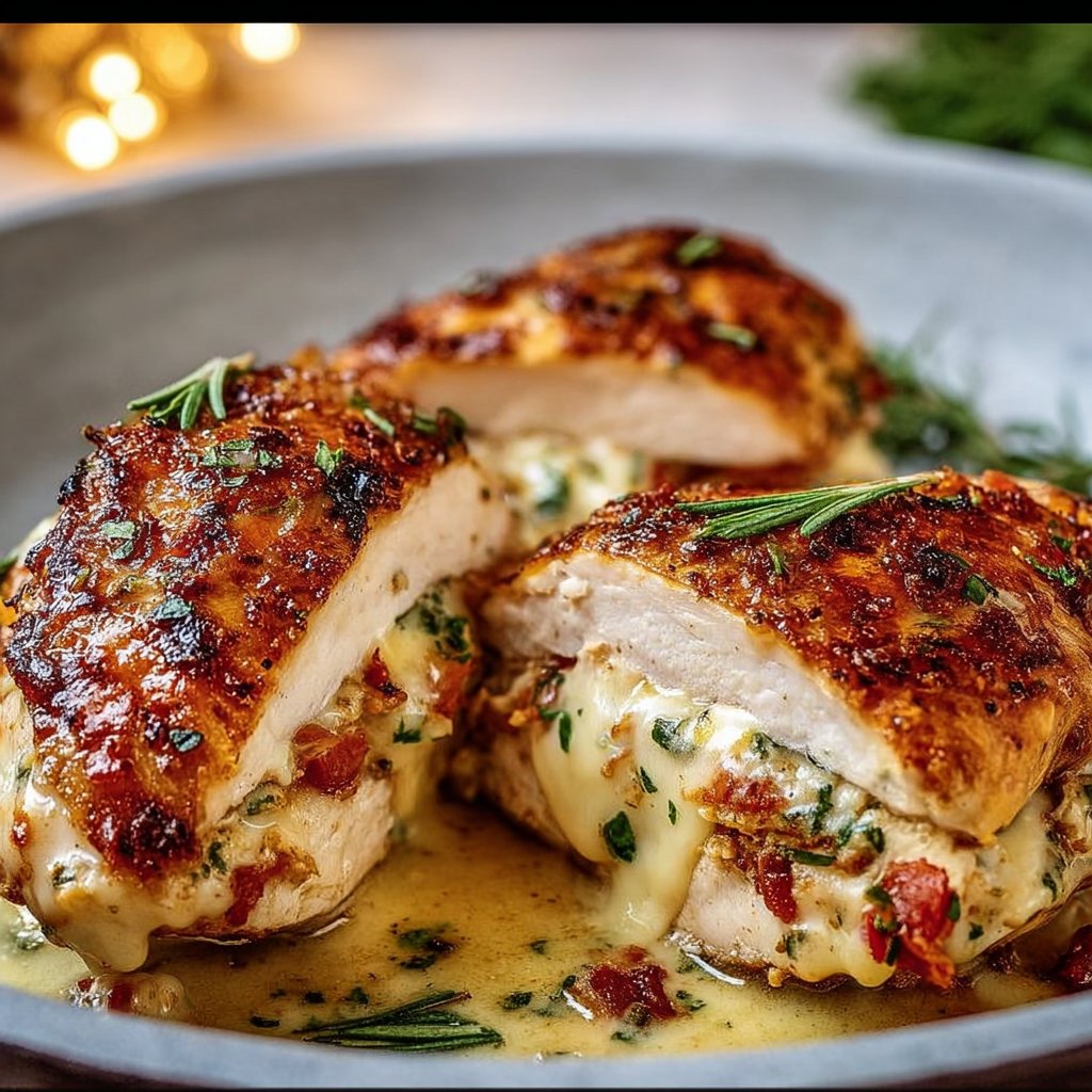 Quick Christmas Stuffed Chicken Breast