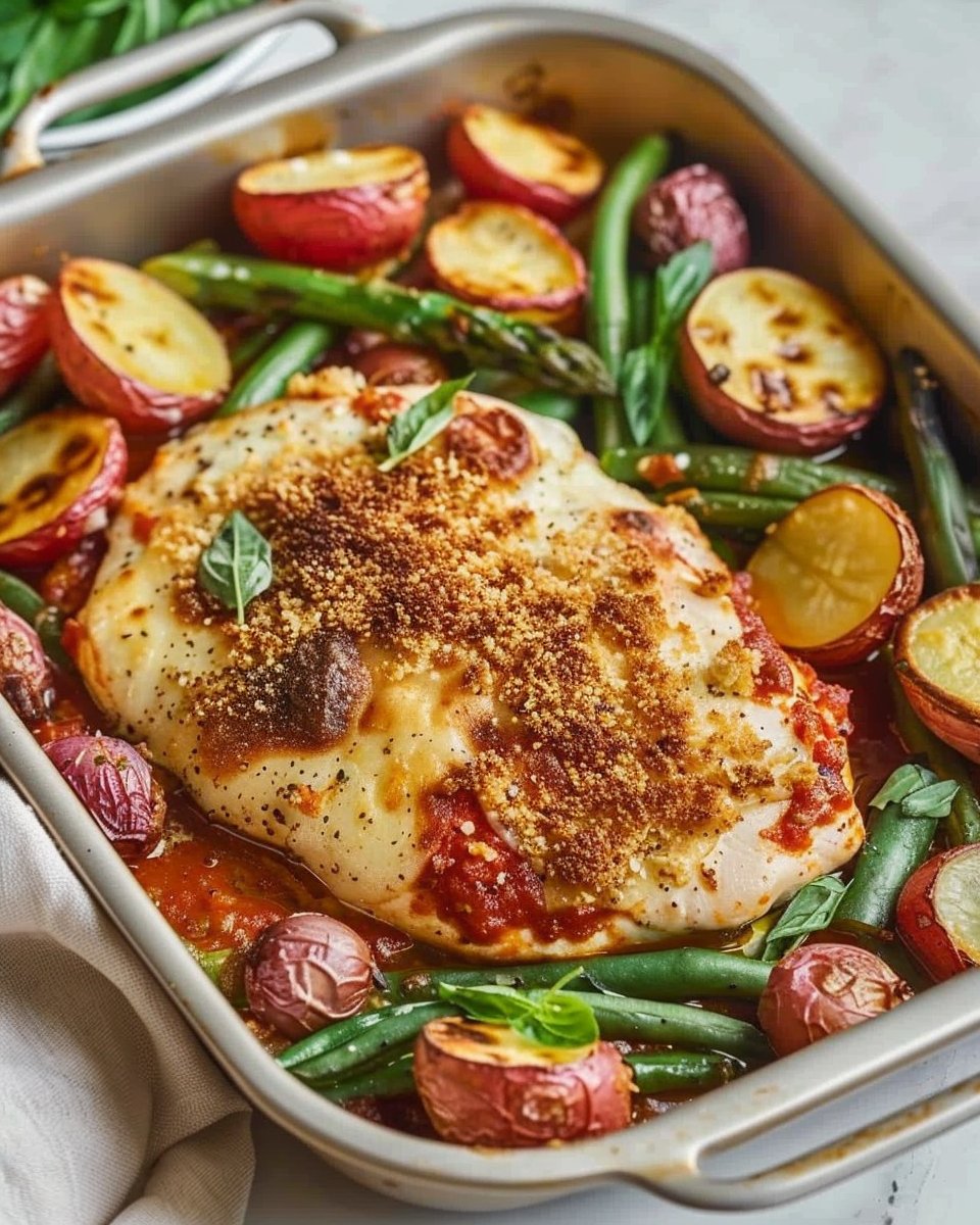 Healthy Chicken Parmesan with Roasted Veggies