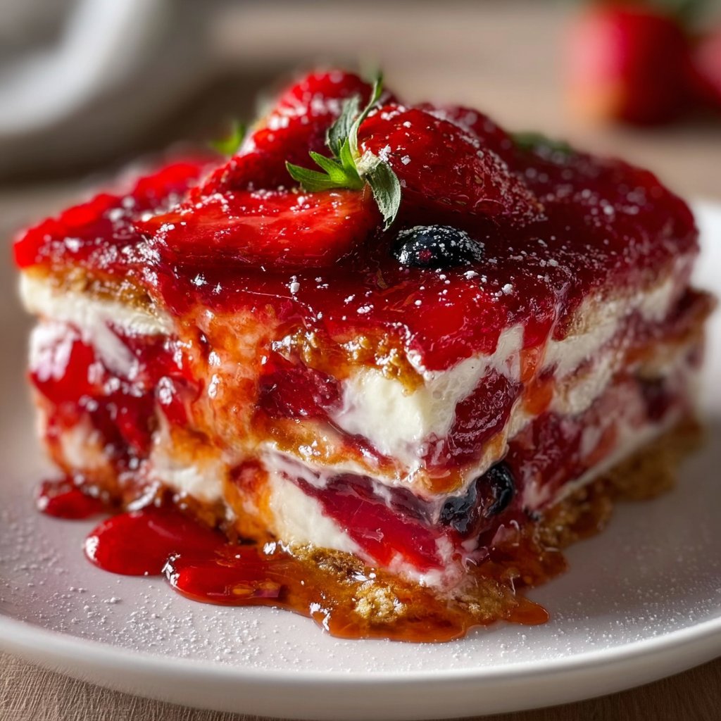 Summer Berry Jello Lasagna