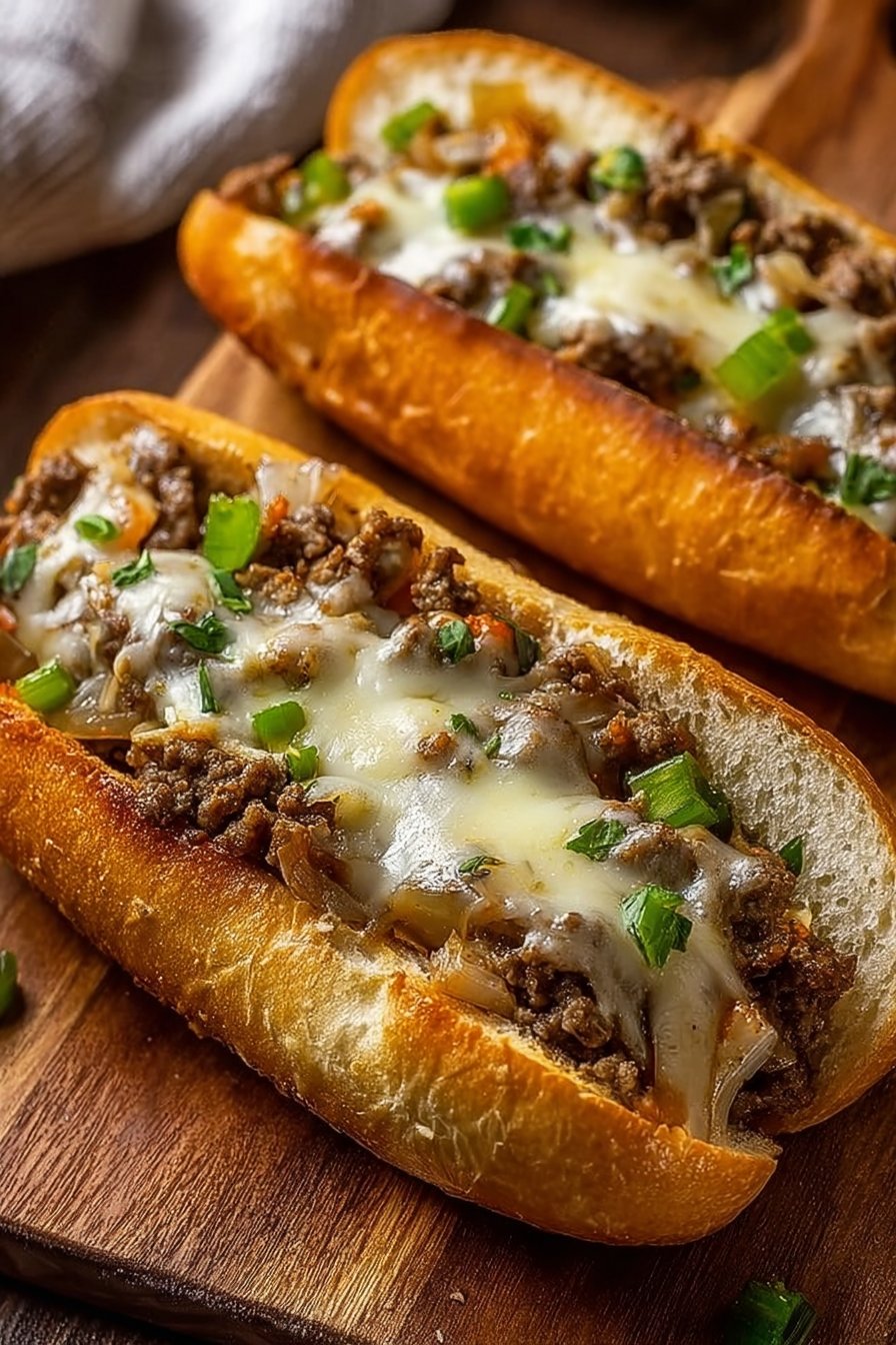 Ground Beef Philly Cheesesteaks