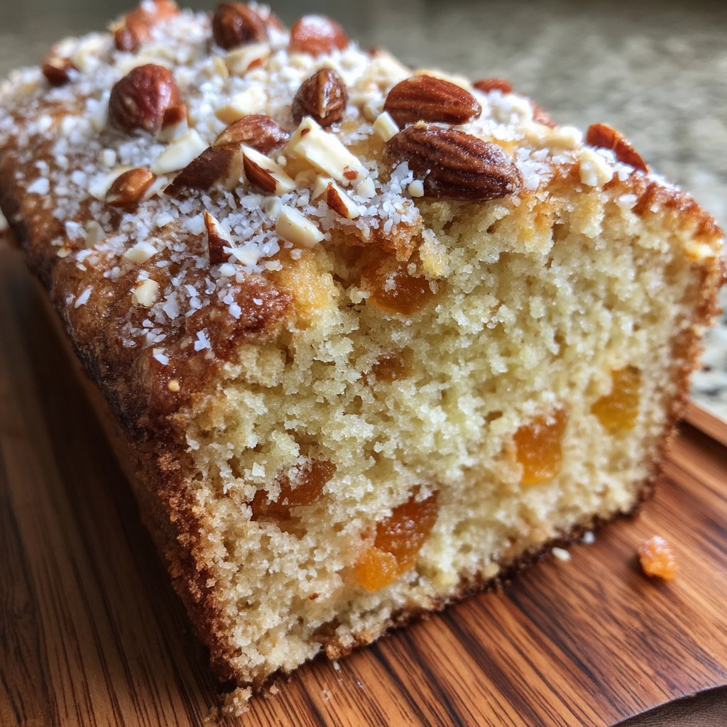 Apricot Almond Loaf Cake with Crunchy Sugar Top